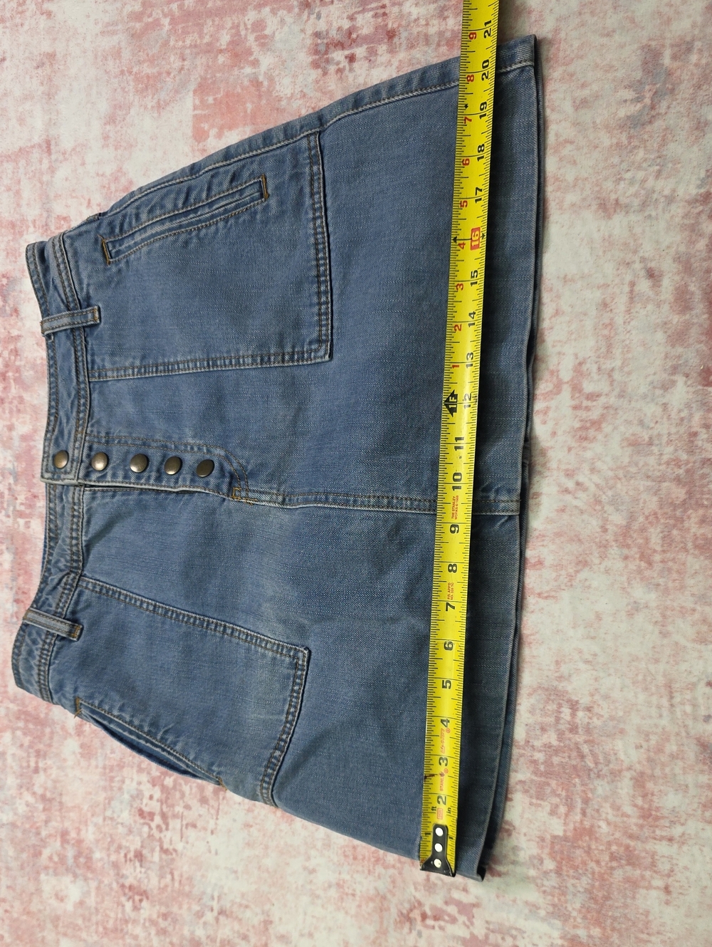 Free People We The Free Blue Denim Mini Skirt Button Front Utility Pockets - Picture 2 of 7